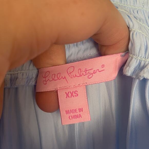 Lilly Pulitzer womens xxs blue off shoulder top tassle fringe flaw cute beachy - Picture 5 of 9